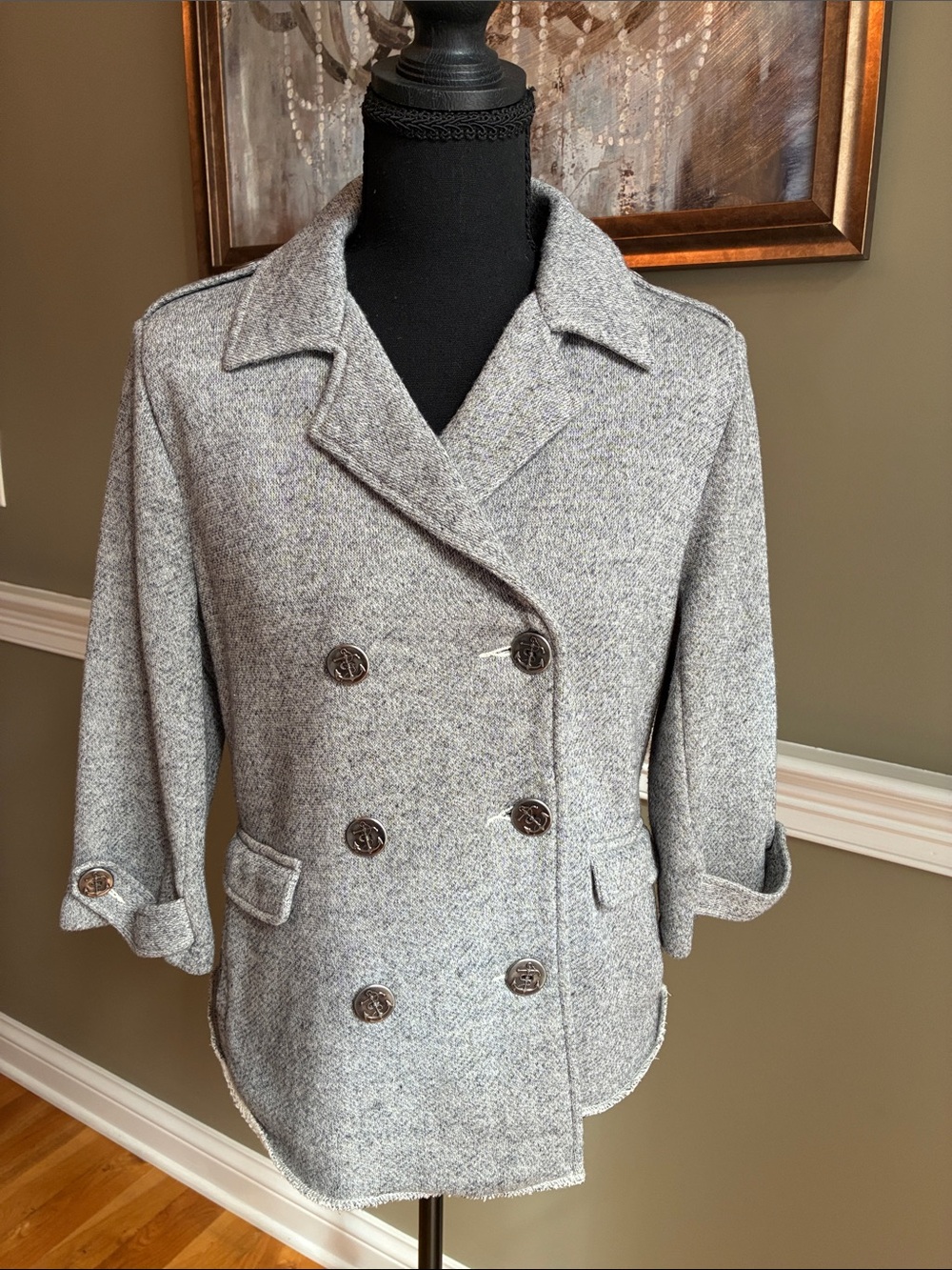 CAbi Gray Double-Breasted Pea Coat/Jacket Size Medium